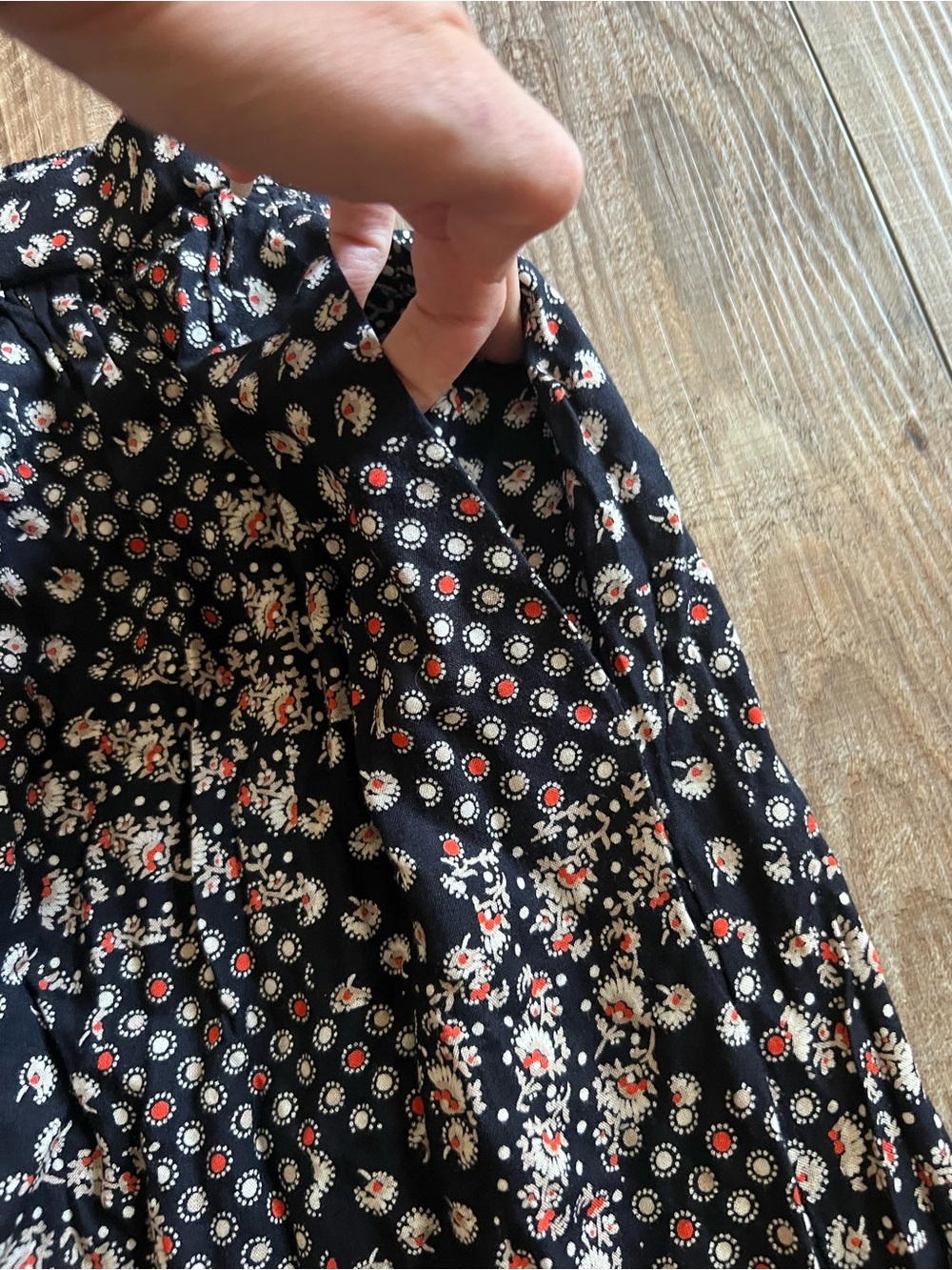 Orvis Indie Vintage Black Midi Skirt with Pink Floral Dots - Picture 4 of 8